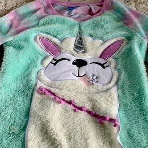 Fluffy lamacorn pajamas with pockets size (10-12)